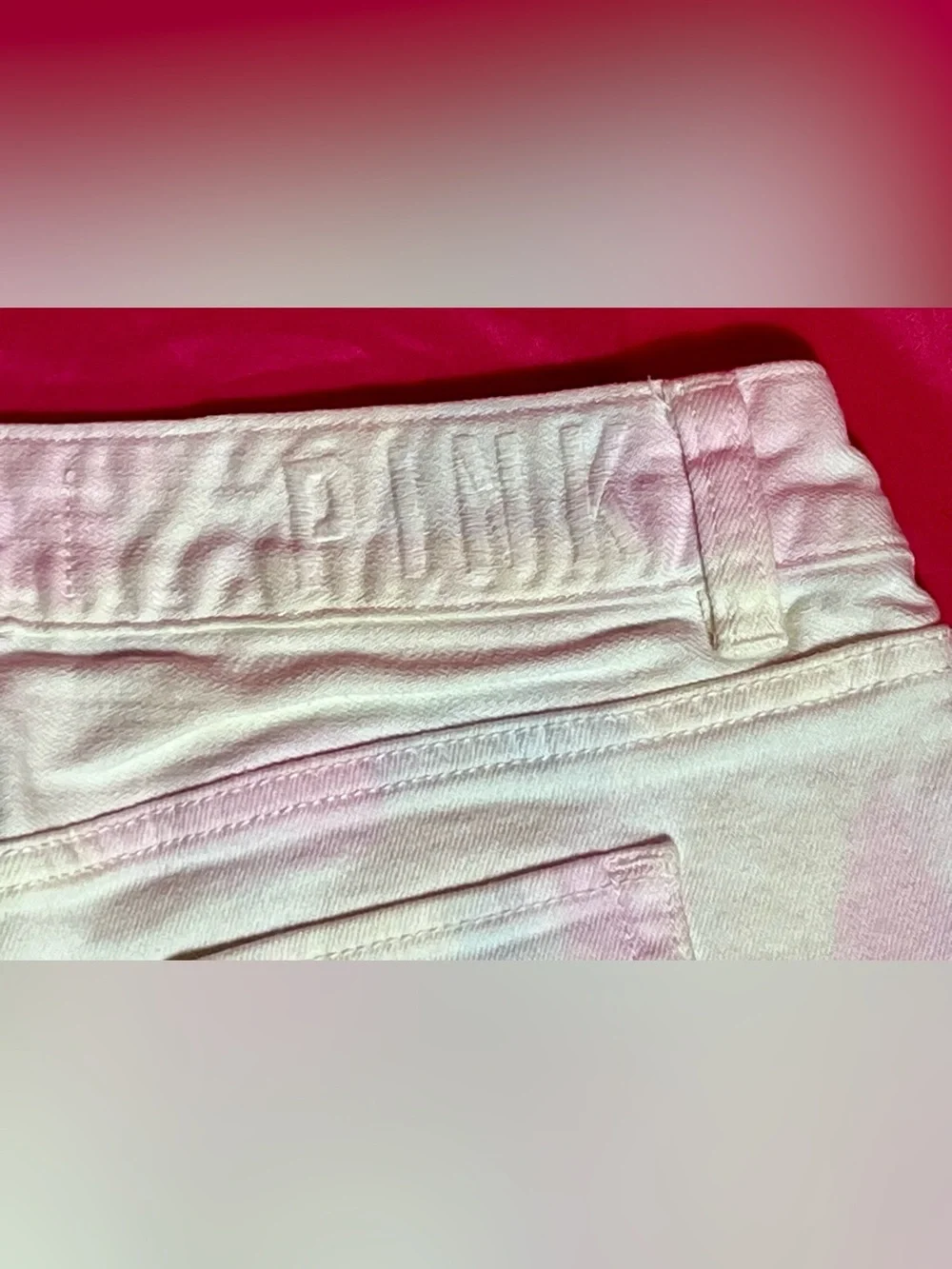 PINK Victoria's Secret White and Pink Sequin Tie-Dye Denim Shorts